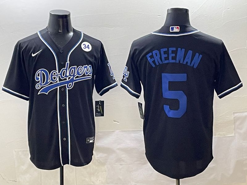 Men 2025 Los Angeles Dodgers 5 Freeman Black Three generations Fashion Nike MLB Jersey style 6